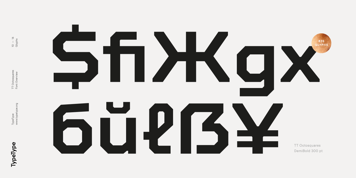 Пример шрифта TT Octosquares Extra Bold Italic